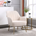 Modern Mid-Century Chair Linen Sherpa Armchair For Living Room Bedroom Office