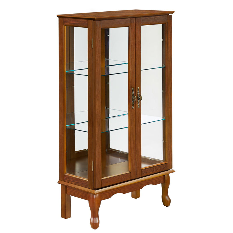 Curio Cabinet Lighted Curio Diapaly Cabinet With Adjustable Shelves And Mirrored Back Panel, Tempered Glass Doors (3 Tier), (E26 Light Bulb Not Included)