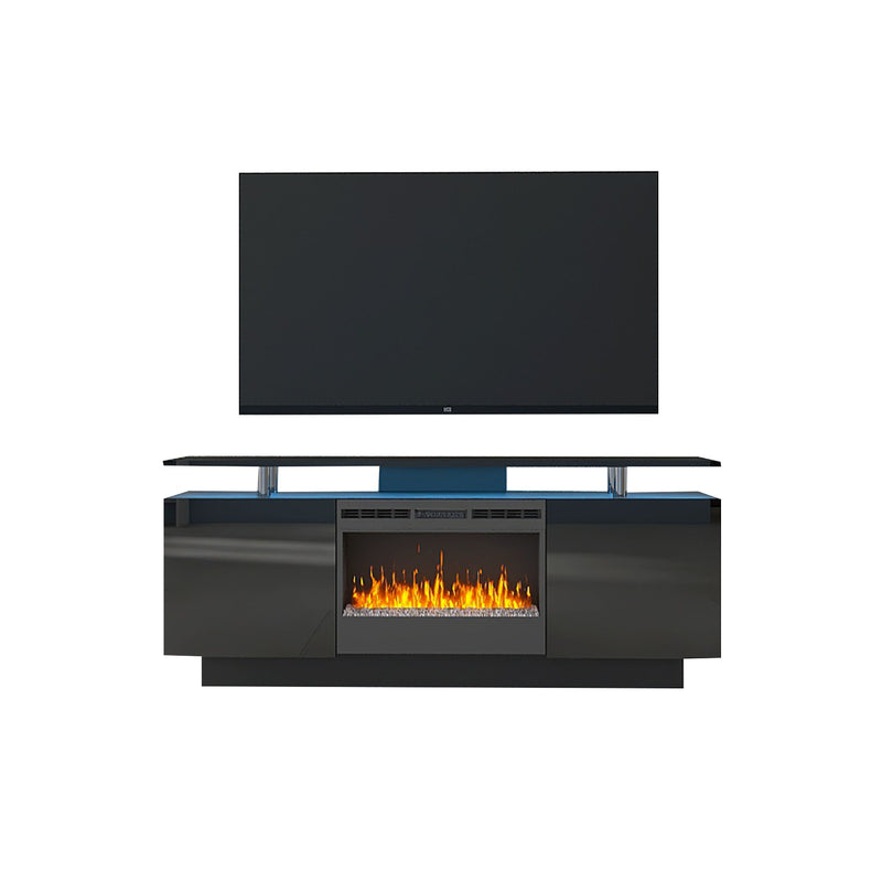 Large TV Cabinet With Fireplace Can Heating Change Color 9 Models 8 Levels Have LED Light - Black