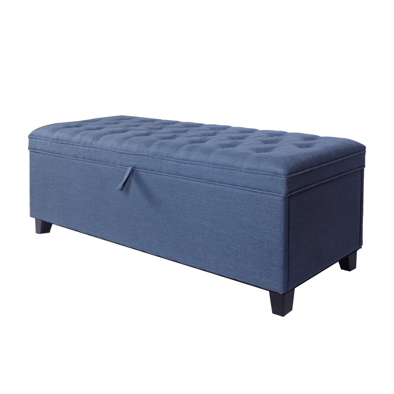 Extra Long Storage Ottoman Entryway Bench With Flip Top Storage Chest With Padded Seat Bed End Stool For Hallway Living Room Bedroom - Blue