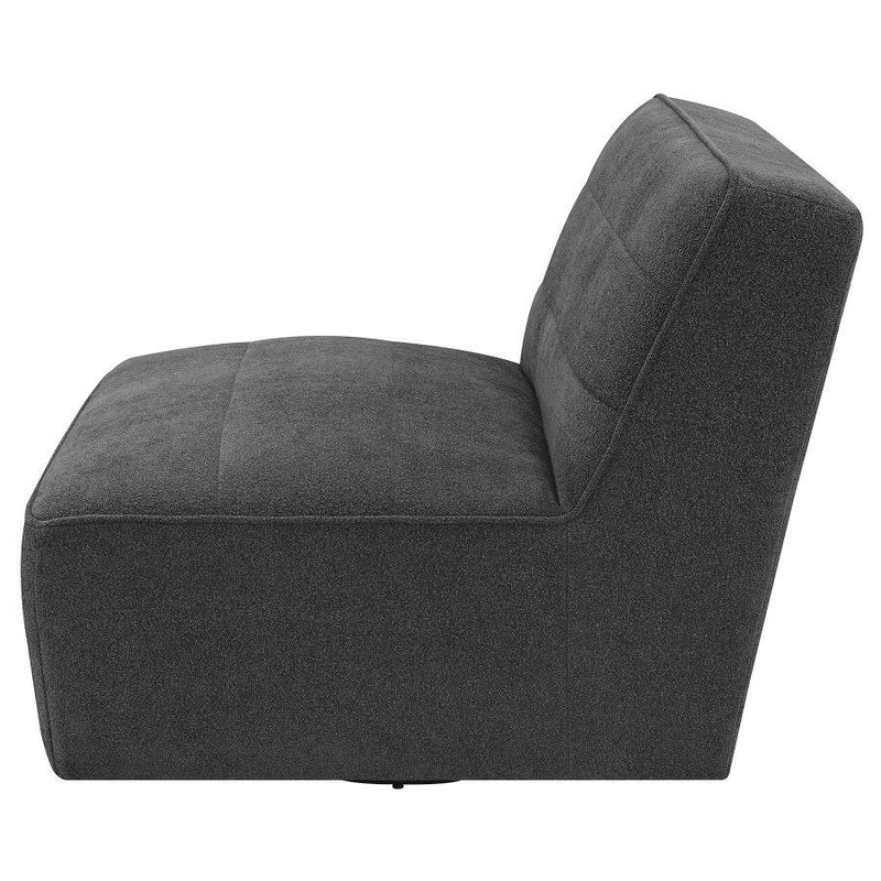 Cobie - Upholstered Swivel Armless Chair - Dark Charcoal