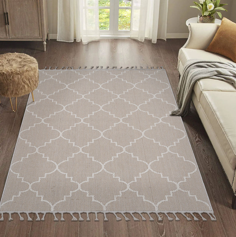 Guros - 5' x 7' Trellis Indoor / Outdoor Area Rug - Ivory