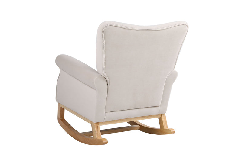 Baby Room High Back Rocking Chair Nursery Chair, Comfortable Rocker Fabric Padded Seat, Modern High Back Armchair