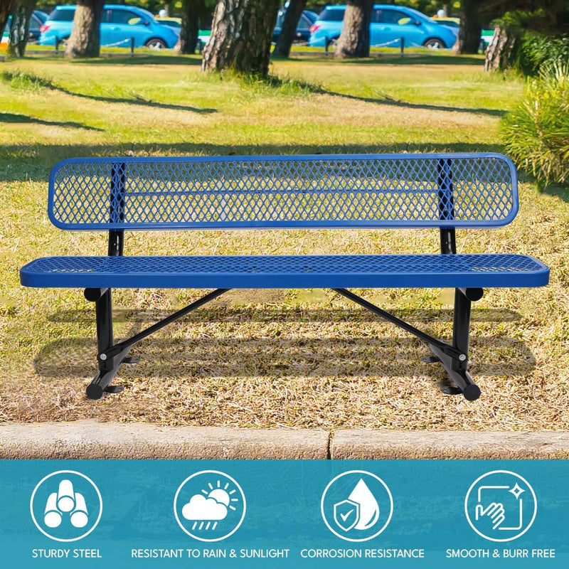 Outdoor Steel Bench With Backrest