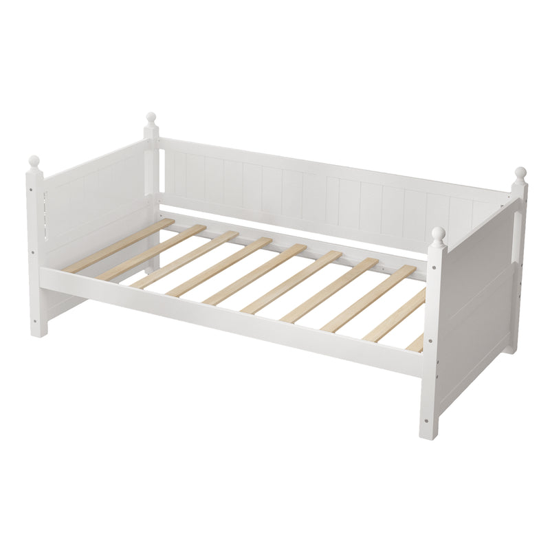 Twin Size Solid Wood Daybed with Trundle for Limited Space Kids, Teens, Adults, No Need Box Spring, White