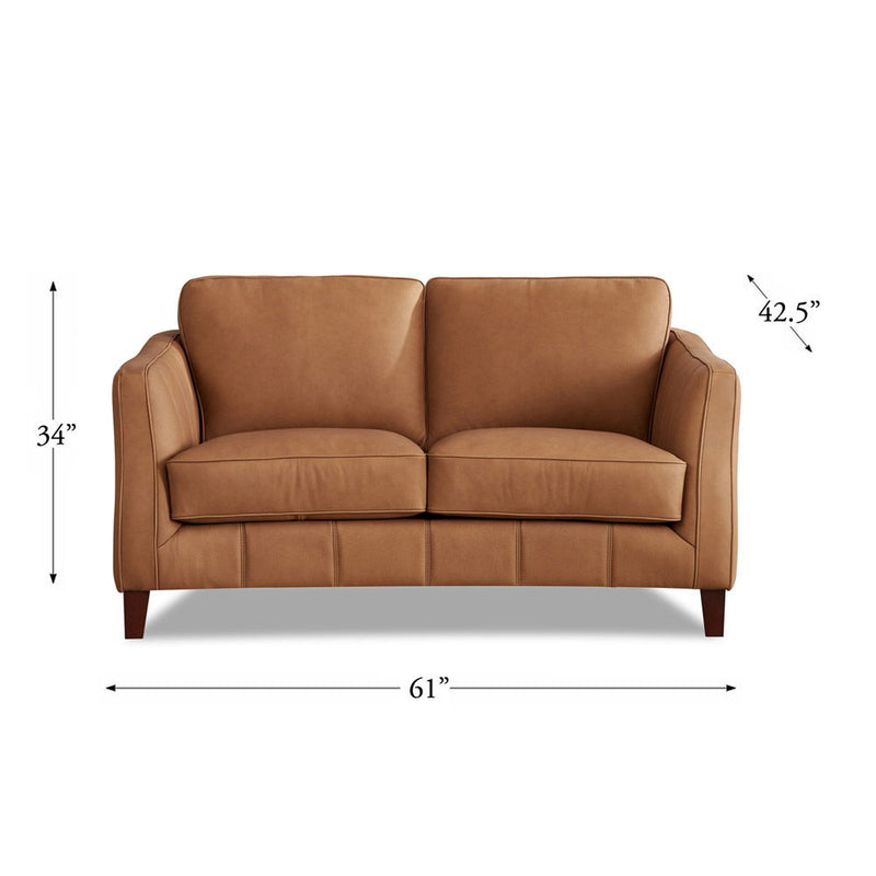 Aria - Top Grain Leather Loveseat - Brown