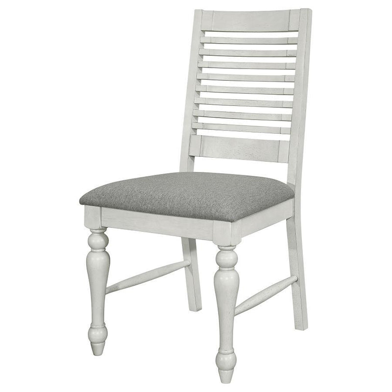 Aventine - Ladder Back Dining Side Chair With Upholstered Seat Vintage (Set of 2) - Chalk And Grey