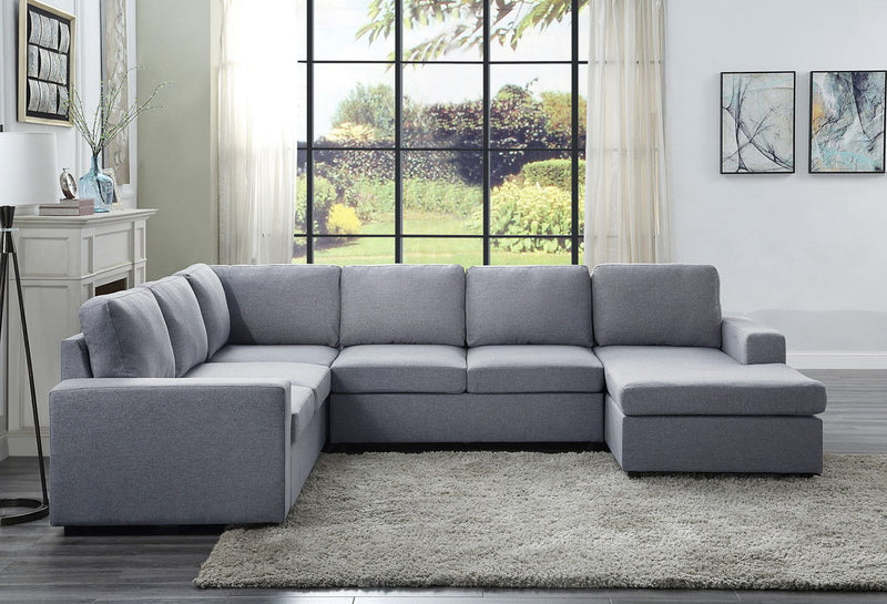 Warren - Linen 6 Seat Reversible Modular Sectional Sofa Chaise