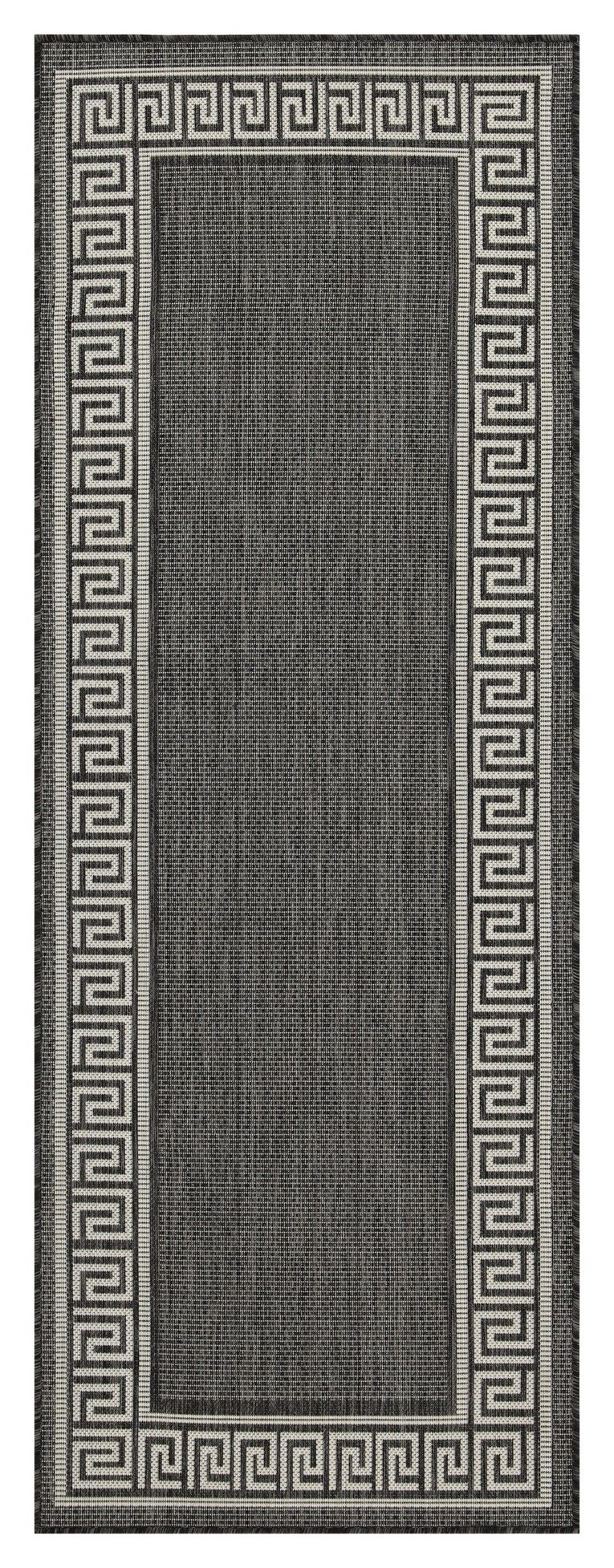 Sunshine - 2'7" X 7'3" Indoor / Outdoor Area Rug - Anthracite - Polypropylene