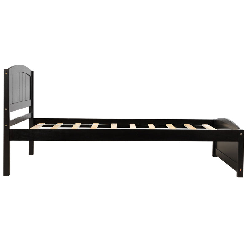 Twin Platform Bed With Headboard, Footboard And Wood Slat Support - Espresso