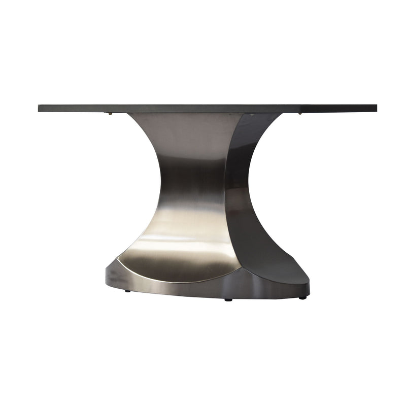 78.74" Modern Artificial Stone Panel Gray Stainless Steel Curved Legs, Can Accommodate 8 People - Black