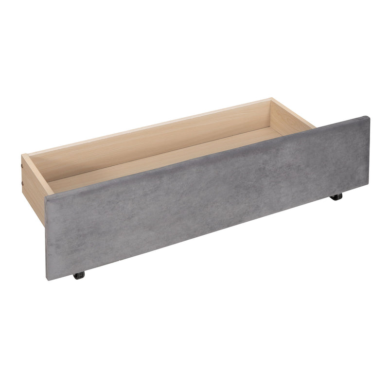 Twin Size Upholstered Daybed With Drawers, Wood Slat Support - Gray