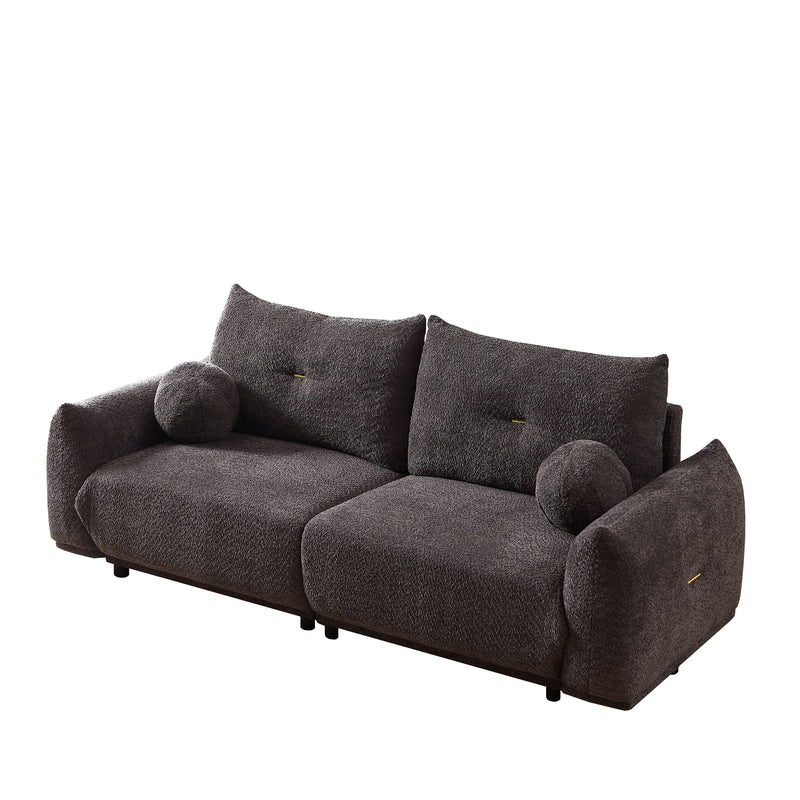 Lamb's Wool 2-Seater Cushion Sofa 90'' Comfortable Sofa For Living Room Bedroom And Other Casual Spaces Lamb's Wool Sofa With 2 Cushions And 2 Ball Pillows