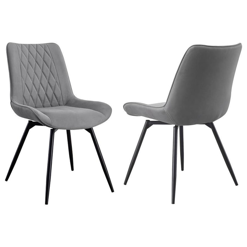 Diggs - Upholstered Tufted Swivel Dining Chairs (Set of 2) - Gray And Gunmetal