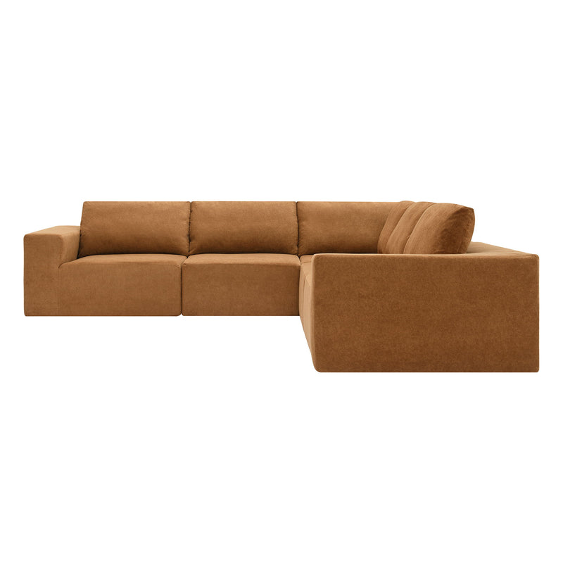 Modular L Shaped Sectional Sofa, Luxury Floor Couch Set, Upholstered Indoor Furniture, Foam - Filled Sleeper Sofa Bed For Living Room, Bedroom, 5 Pieces Free Combination - Brown