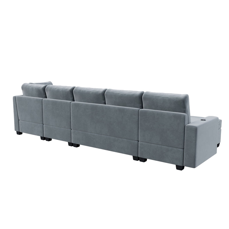 Modern L Shape Sectional Sofa, 6 Seat Velvet Couch With Convertible Chaise Lounge, Freely Combinable Indoor Furniture For Living Room