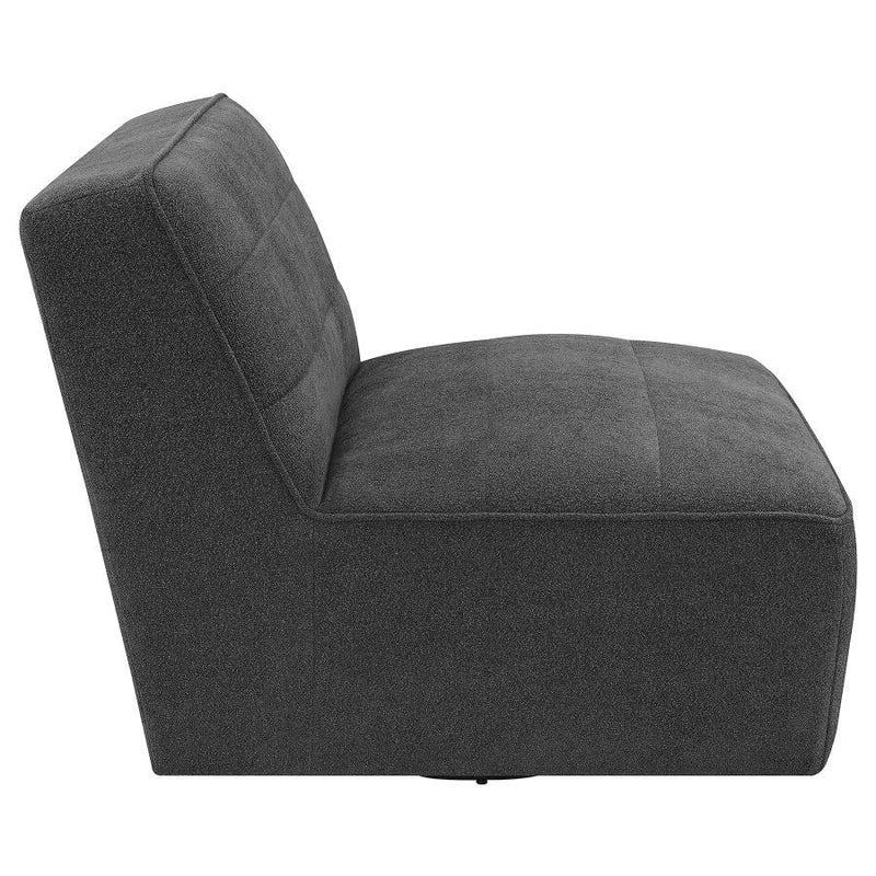 Cobie - Upholstered Swivel Armless Chair - Dark Charcoal