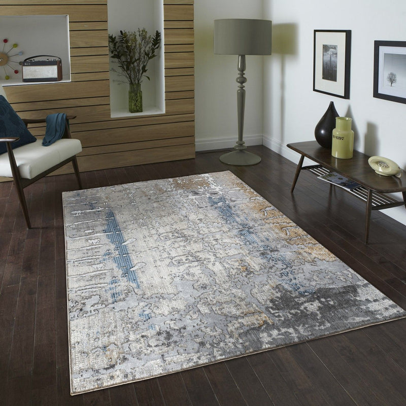 Textures - 2'7" X 7' Polypropylene Area Rug - Multi / White