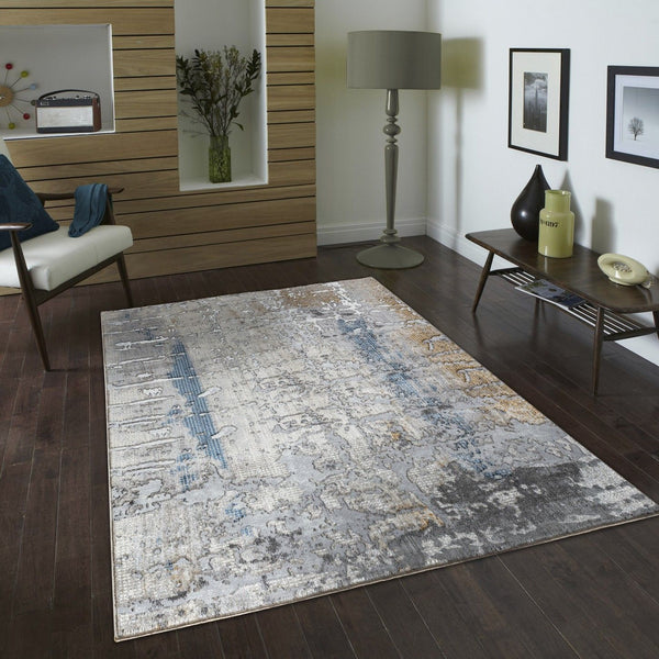 Textures - 5'3" X 7' Polypropylene Area Rug - Multi / White