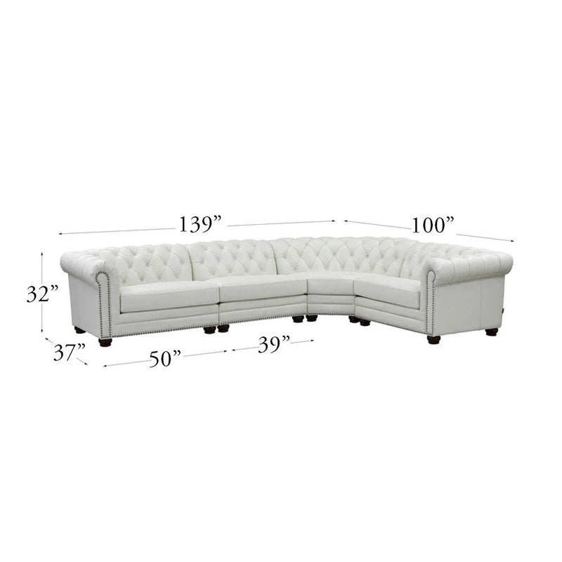 Aliso - Leather L-Shaped Convertible Sectional - Off White