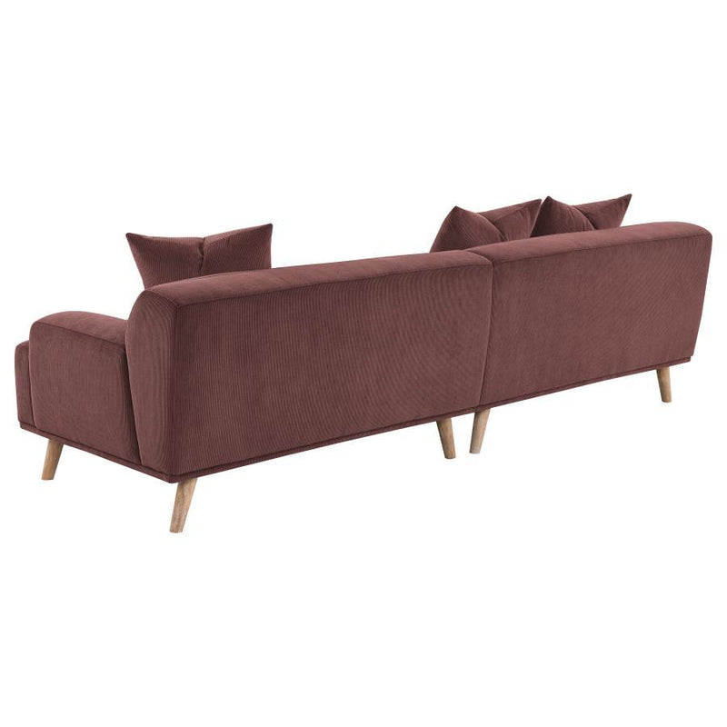 Elizabeth - Corduroy Upholstered Extra Long Sofa - Wine Red