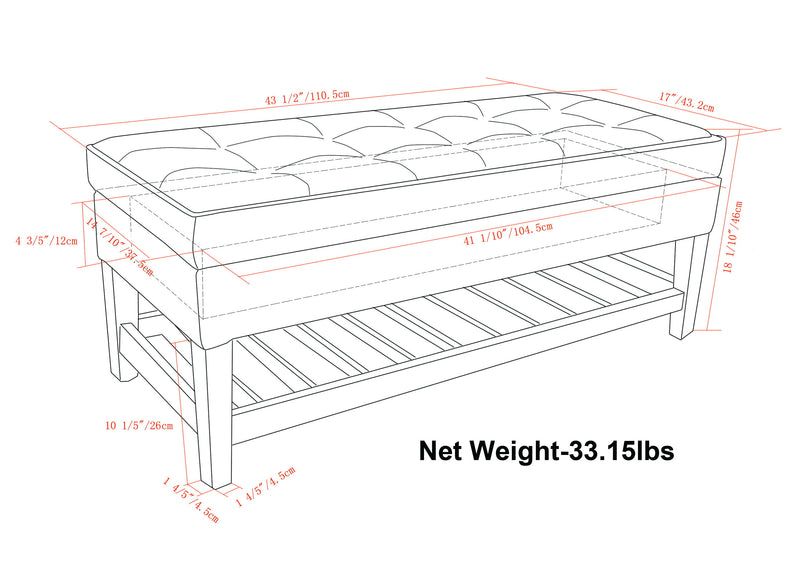 Cosmopolitan - Storage Ottoman Bench with Open Bottom