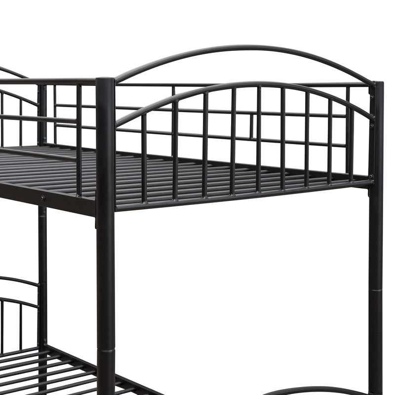 Twin Over Twin Metal Bunk Bed,Divided into Two Beds(Black){OLD SKU:MF280424AAB}