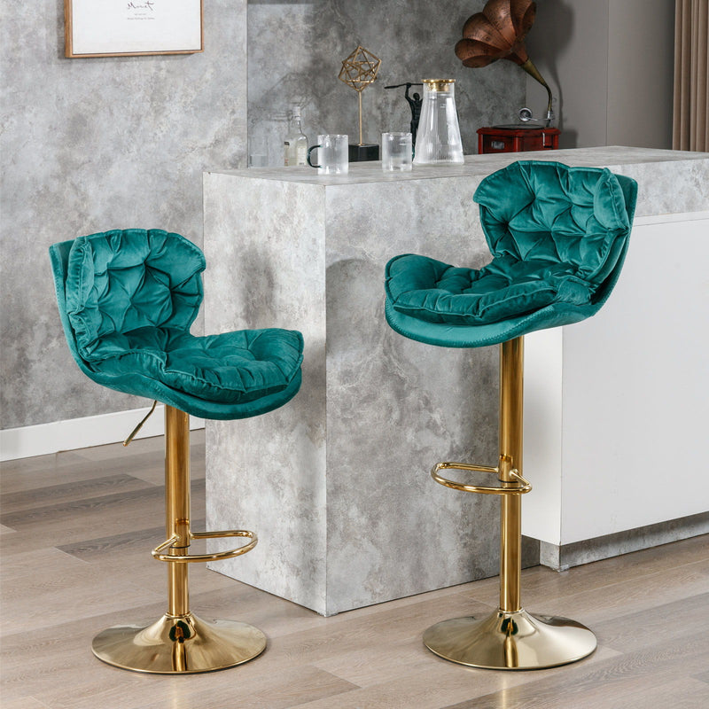 Swivel Bar Stools (Set of 2), Velvet Counter Height Adjustable Barstools, Dining Bar Chairs Upholstered Modern Bar Stool For Kitchen Island, Cafe, Bar Counter, Dining Room