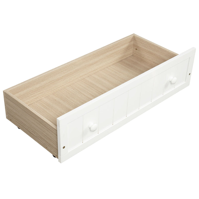 Twin Wooden Daybed With 2 Drawers, Sofa Bed For Bedroom Living Room, No Box Spring Needed - White