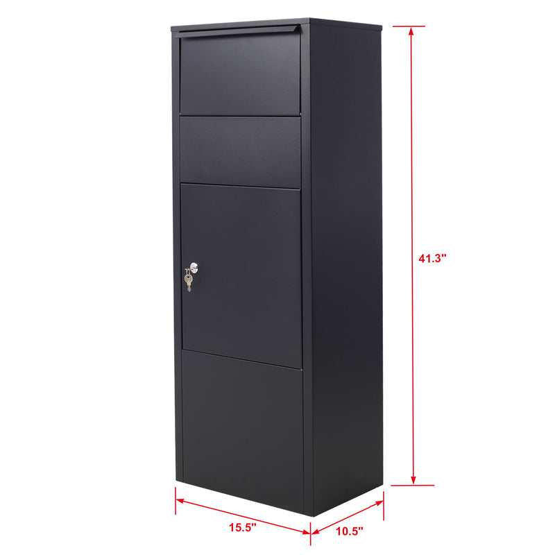 Large Package Delivery Parcel Mail Drop Box With Lockable Storage Compartment Heavy Duty Weatherproof For Express Mail Delivery For Home & Business Use - Black