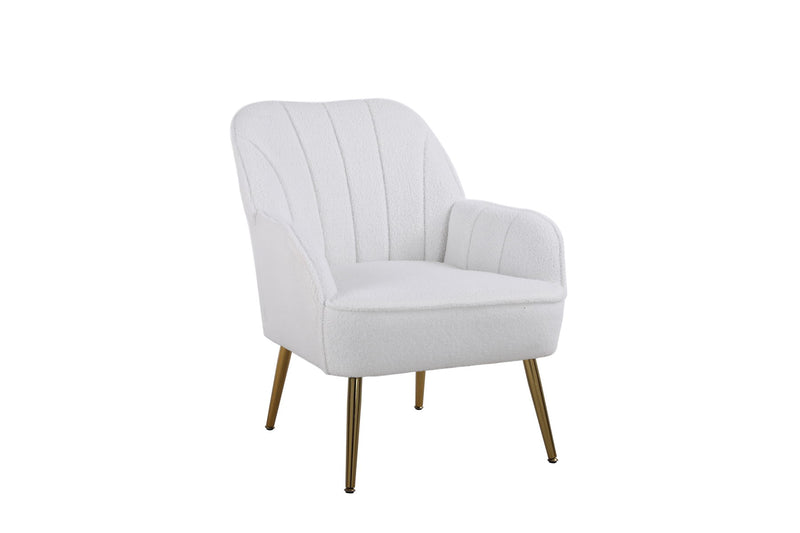 Modern Mid-Century Chair Linen Sherpa Armchair For Living Room Bedroom Office