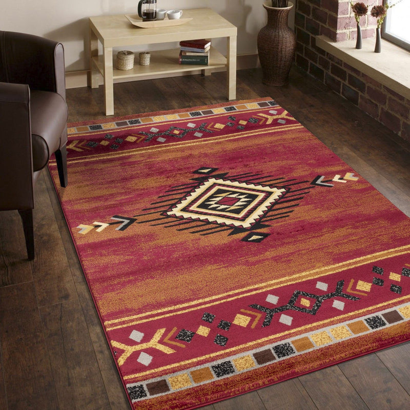 Tribes - 7'10" X 10'3" Southwest Area Rug - Red