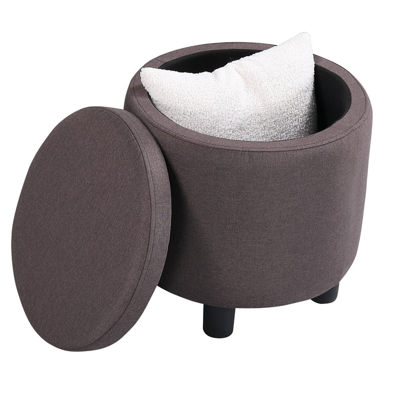 Home Decor Upholstered Round Tufted Footrest Ottoman, Ottoman With Storage For Living Room & Bedroom, Decorative Home Furniture