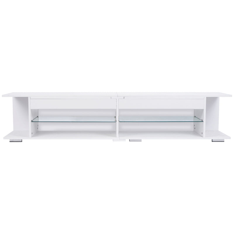 LED TV Stand Modern Entertainment Center With Storage High Gloss Gaming Living Room Bedroom TV Cabinet - White