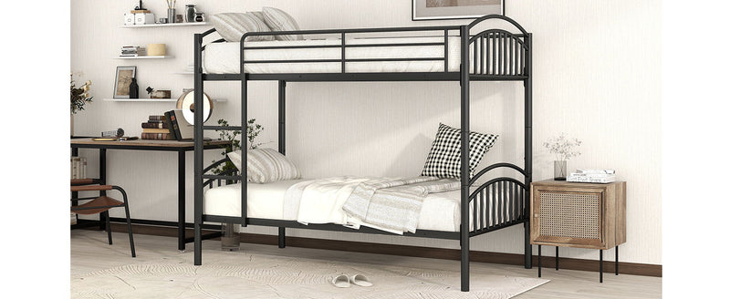 Twin Over Twin Metal Bunk Bed (Divided Into Two Beds - Black