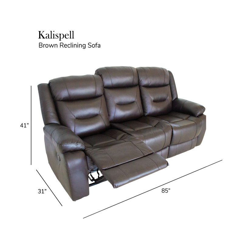 Kalispell - Top Grain Leather Power Sofa - Dark Brown