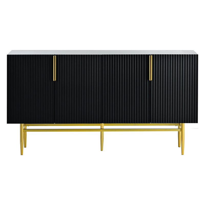 Modern Elegant 4 Door Sideboard Gold Metal Handle Buffet Cabinet For Dining Room, Living Room, Bedroom, Hallway