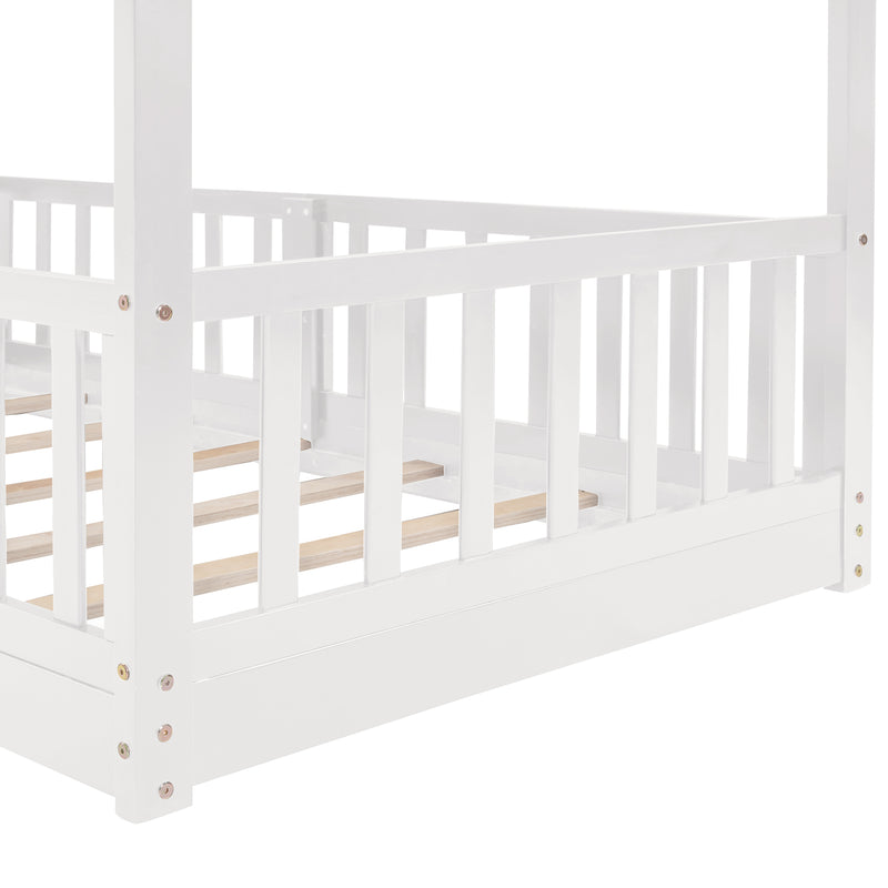 Twin Over Twin Bunk Bed with Slide and Ladder, White(Old SKU:LP000009AAK)