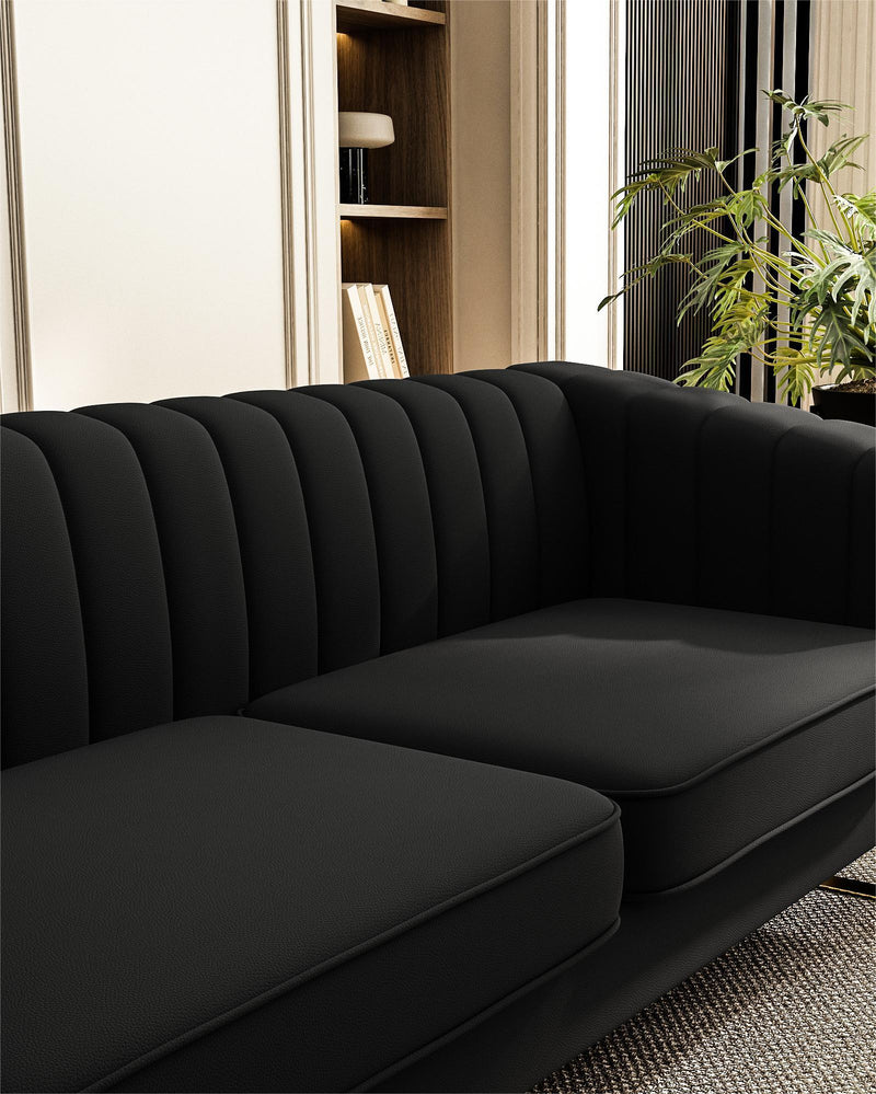 Fx-P81Pu-Bk Fashionable Sofa For Livingroom And Office Room 3S Sofa (Temu Suitable) - Black