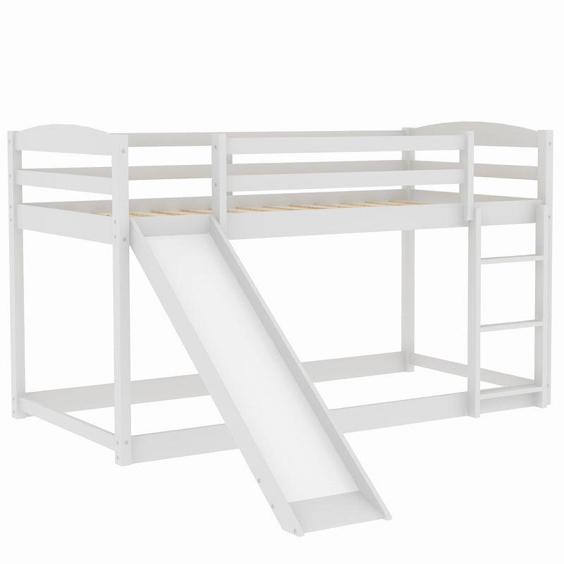 Twin over Twin Bunk Bed with Convertible Slide and Ladder , White(Old SKU:WF281725AAK)