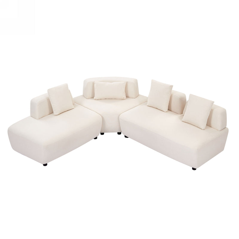 Contemporary 3 Piece Sectional Sofa Free Convertible Sofa With Four Removable Pillows For Living Room