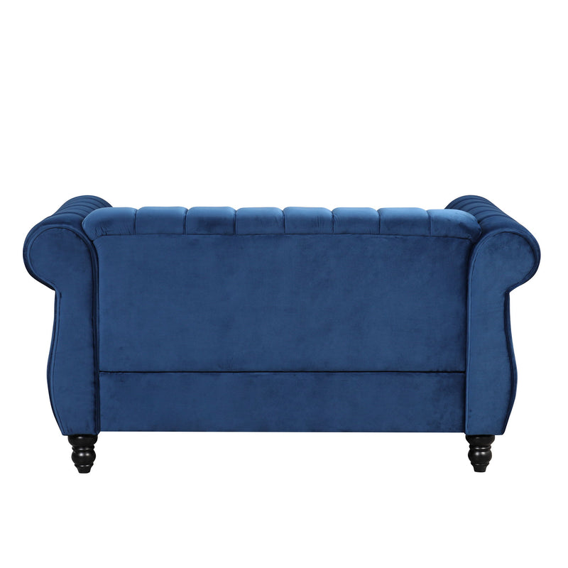 Modern Sofa Dutch Fluff Upholstered Sofa With Solid Legs, Buttoned Tufted Backrest