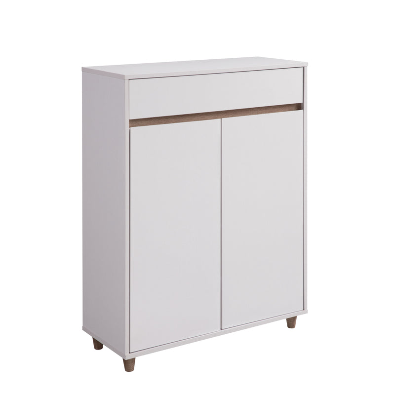 4 Tier Entryway Storage Cabinet, Shoe Cabinet - White / Dark Taupe