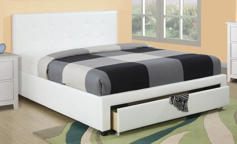 Bedroom Furniture White Storage Under Bed Queen Size bed Faux Leather upholstered