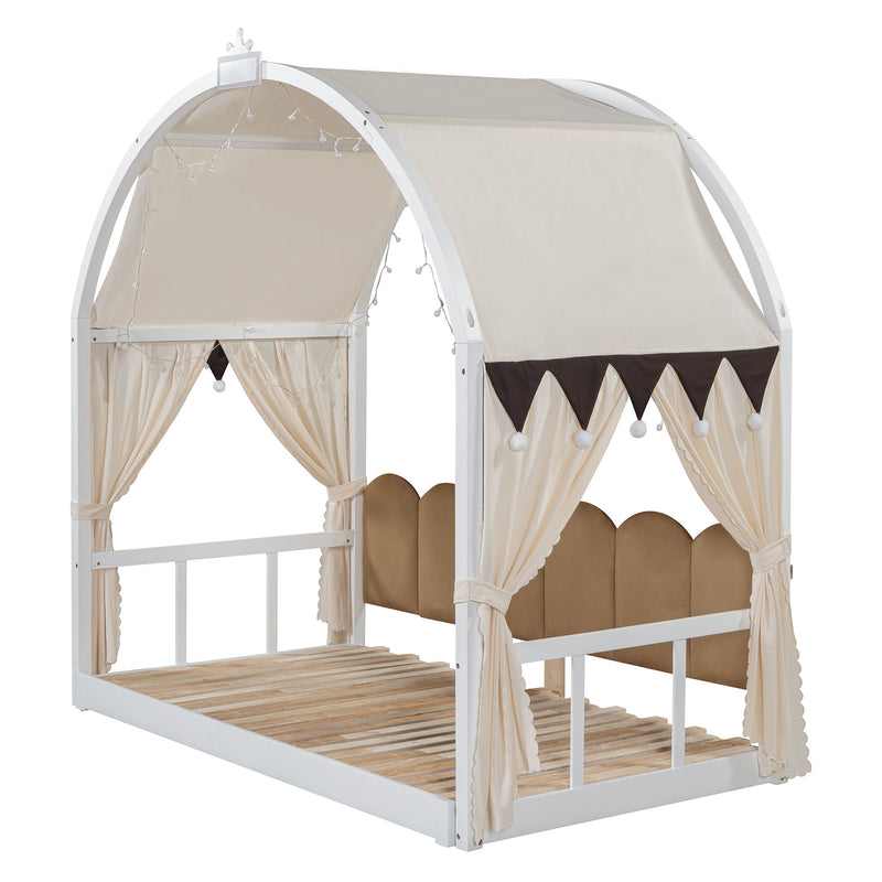 Extended Bed With Arched Roof And Trundle