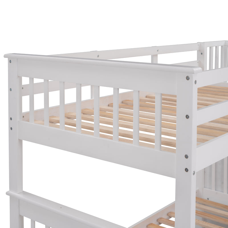 Stairway Twin-Over-Twin Bunk Bed with Three Drawers for Bedroom, Dorm - White(Old sku: LP000309AAK)