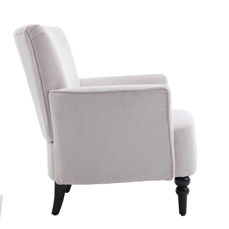 Armchair Modern Accent Sofa Chair With Linen Surface, Leisure Chair With Solid Wood Feet For Living Room Bedroom Studio