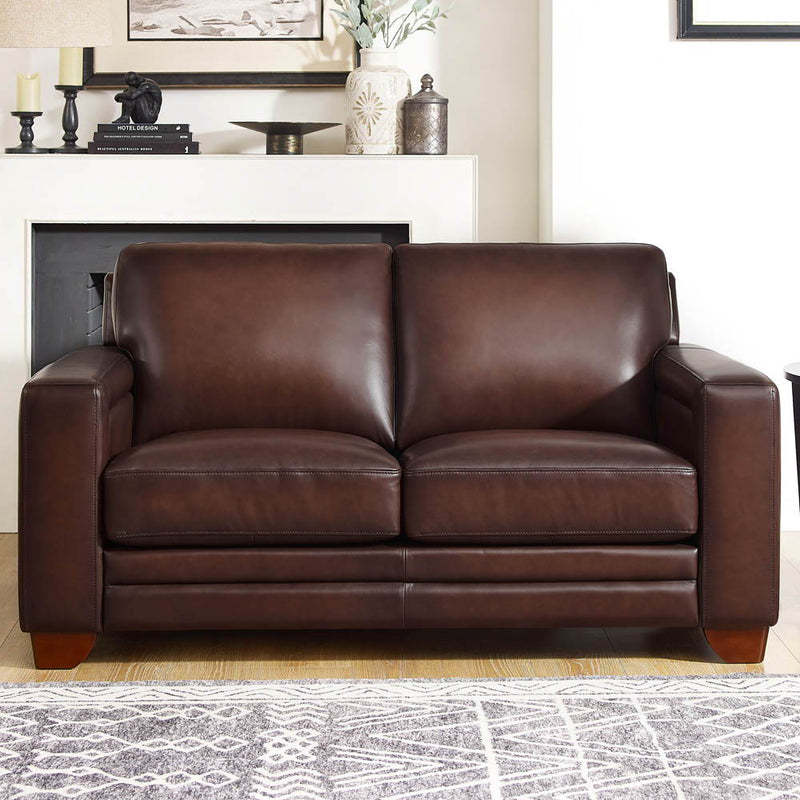 Alice - Leather Loveseat - Caramel