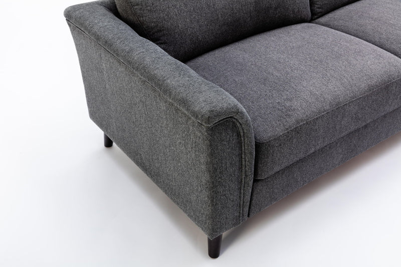 Stanton - Linen Sofa With Tufted Arms - Dark Gray