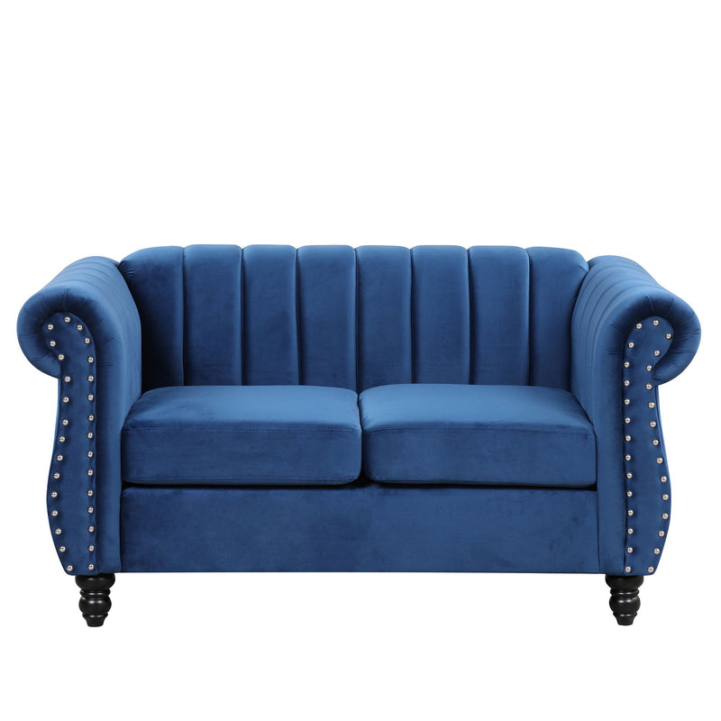 Modern Sofa Dutch Fluff Upholstered Sofa With Solid Legs, Buttoned Tufted Backrest